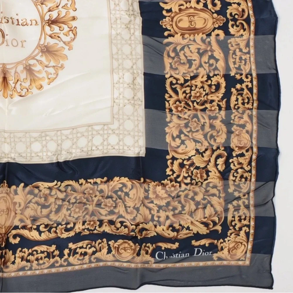 Christian Dior Sil Scarf - Navy